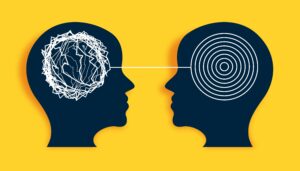 Un dessin de cerveau découpé pour illustrer les biais cognitifs.